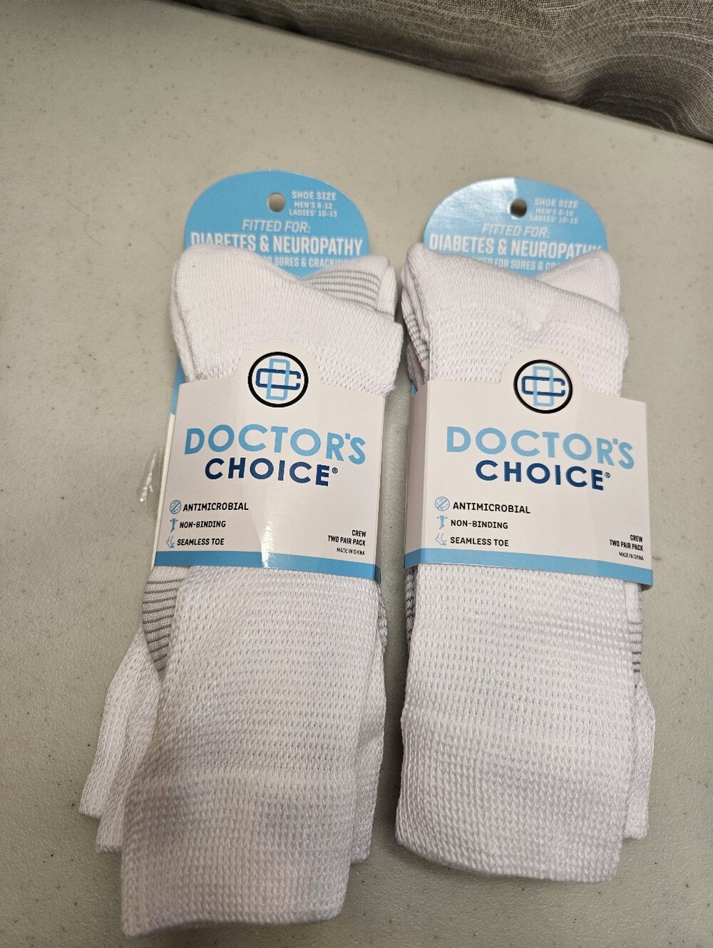 Doctor’s Choice 4 Pair Crew Socks Diabetes  Neuropathy Large Men 8-12 W 10-13